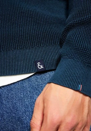 COLOURS & SONS Pullover Struktur Dunkelblau 3 COLOURS & SONS Pullover Struktur Dunkelblau – Bild 3