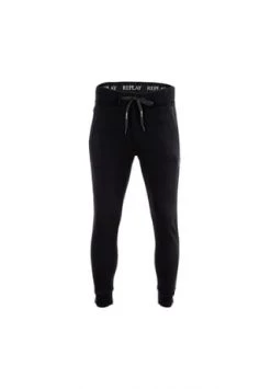 REPLAY Herren Jogginghose - Sweatpants, Loungewear, Baumwolle, Logo Schwarz