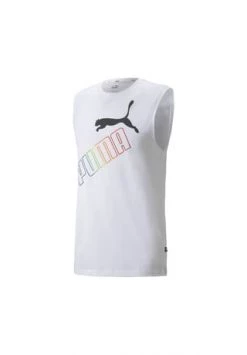 PUMA® Herren Tank Top - ESS+ Rainbow Sleeveless Tee, Rundhals, Baumwolle Weiß