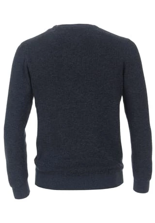 CASAMODA Herren Pullover Andere Muster Dunkles Mittelblau 2 CASAMODA Herren Pullover Andere Muster Dunkles Mittelblau – Bild 2