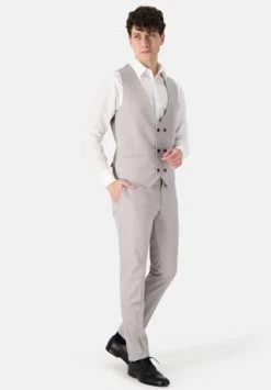 Prestije.de Dreiteiler Dreiteiler Herrenanzug Mit Zwei-Reiher-Weste Hellgrau -Jacke Hose Verkäufe unnamed file 1446