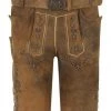 Alpenfeeling Trachtenlederhose "Konrad", Stickerei, Gürtel, Für Herren ZIRBE