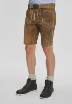 Alpenfeeling Trachtenlederhose "Konrad", Stickerei, Gürtel, Für Herren ZIRBE -Jacke Hose Verkäufe unnamed file 1667