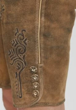 Alpenfeeling Trachtenlederhose "Konrad", Stickerei, Gürtel, Für Herren ZIRBE -Jacke Hose Verkäufe unnamed file 1669