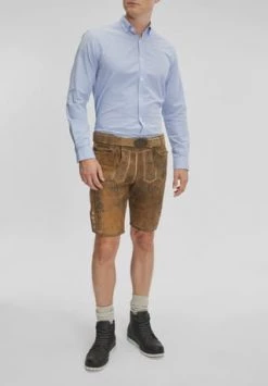 Alpenfeeling Trachtenlederhose "Konrad", Stickerei, Gürtel, Für Herren ZIRBE -Jacke Hose Verkäufe unnamed file 1670