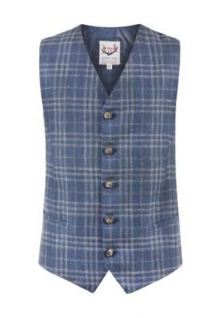 STOCKERPOINT Weste, V-Ausschnitt, Knopfleiste, Kariert, Für Herren Blau