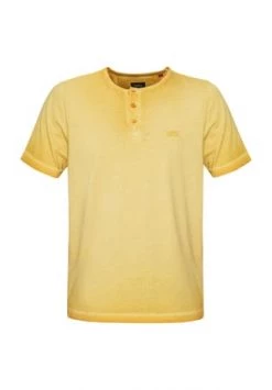 GLOBETROTTER Henleyshirt, Kurzarm, Waschung, Für Herren Gelb