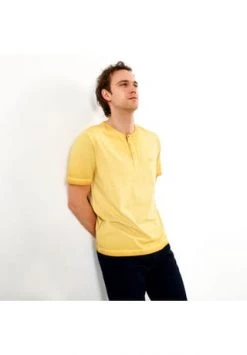 GLOBETROTTER Henleyshirt, Kurzarm, Waschung, Für Herren Gelb -Jacke Hose Verkäufe unnamed file 831