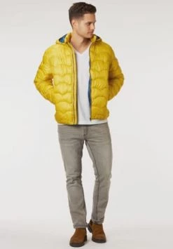 GLOBETROTTER Steppblouson, Kapuze, Kinnschutz, Andersfarbiges Innenfutter, Für Herren 25362-LEMON -Jacke Hose Verkäufe unnamed file 852