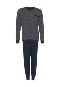 GÖTZBURG Schlafanzug, Hautfreundliche Materialwahl, Lang, Für Herren Blau